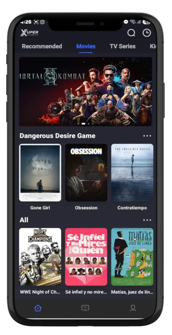 APK de Xuper TV mira películas en línea